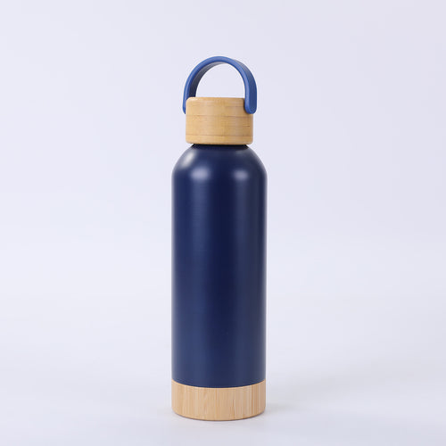 Car Insulated Bottle with Bamboo Base and Lid