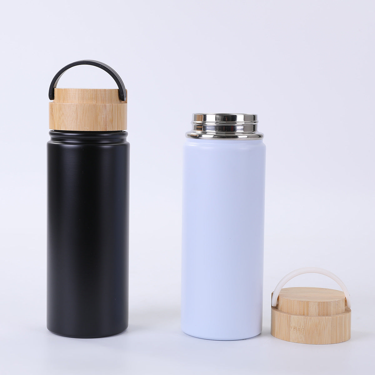 18oz Stainless Steel Thermos Bottle with Bamboo Lid