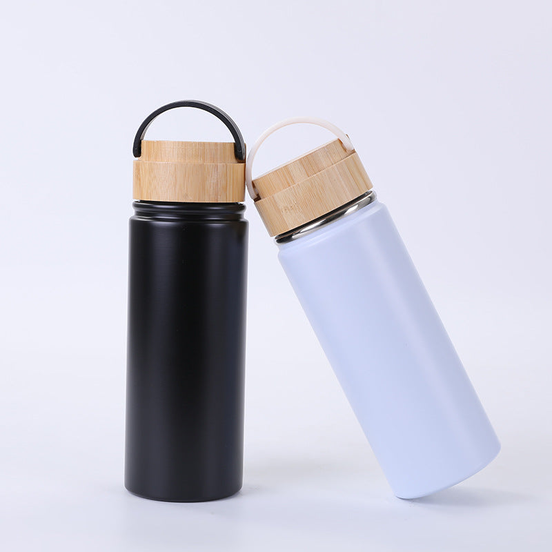 18oz Stainless Steel Thermos Bottle with Bamboo Lid