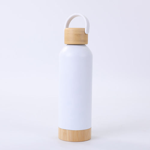 Car Insulated Bottle with Bamboo Base and Lid